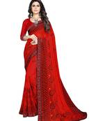 Red Georgette Ready To Ship Sarees