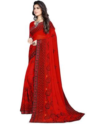 Red Georgette Ready To Ship Sarees 2