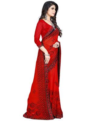 Red Georgette Ready To Ship Sarees 3