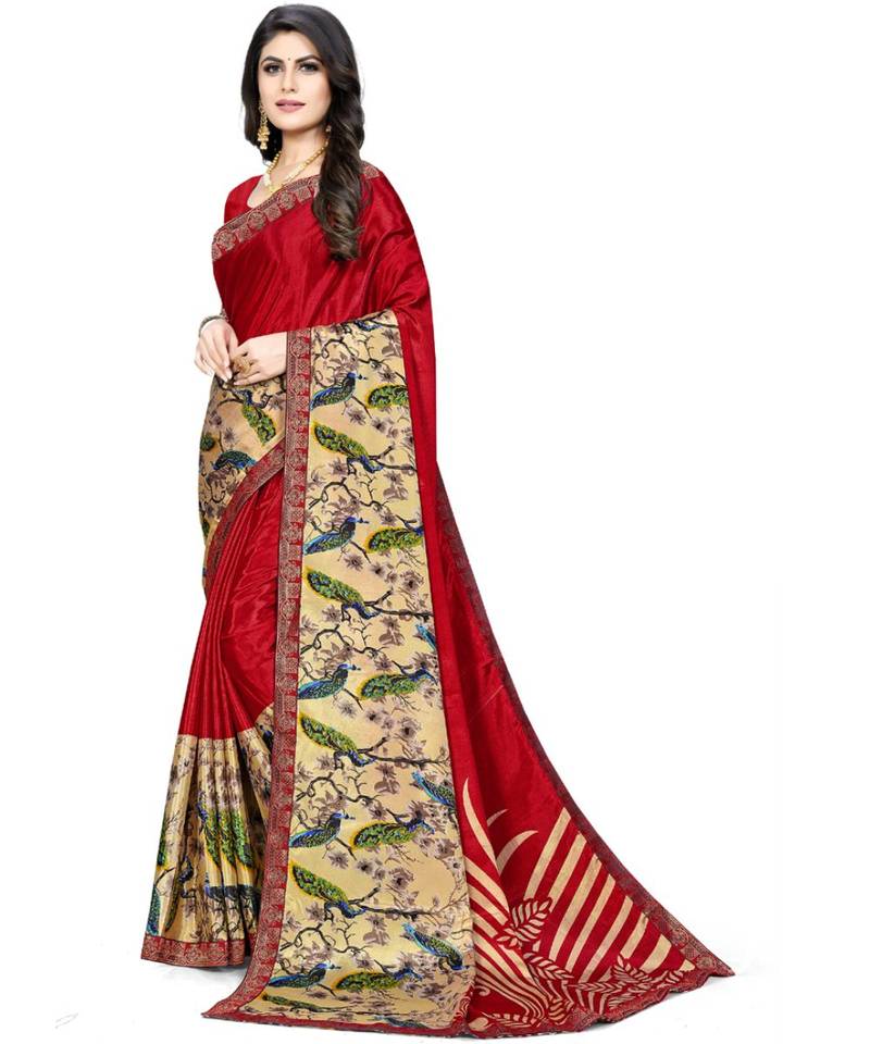 Maroon Silk Blend Ready To Ship Sarees