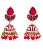 Bollywood Style Jhumka Earrings For Woman Red
