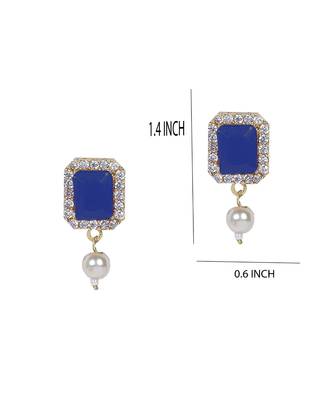Blue Beads & American Diamond Choker Necklace Set With Matching Earrings 2