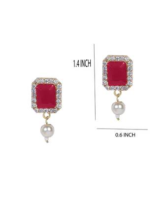 Red Beads & American Diamond Choker Necklace Set With Matching Earrings 2