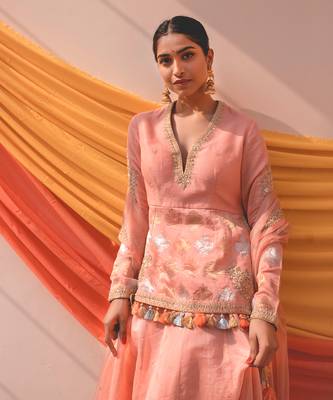 Chanderi Pink Lehenga Set 3