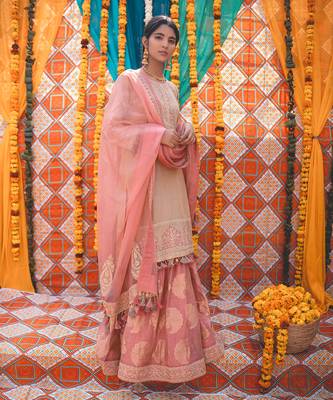 Chanderi Pink Kurta Set 1