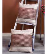 Eyda Glitor Sequins Beige and Brown Color Designer Cushion Cover Set of 2