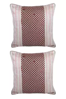 Eyda Glitor Sequins Beige and Brown Color Designer Cushion Cover Set of 2