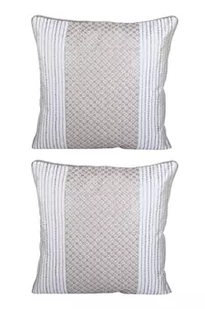 Eyda Glitor Sequins Ivory Color Designer Cushion Cover Set of 2