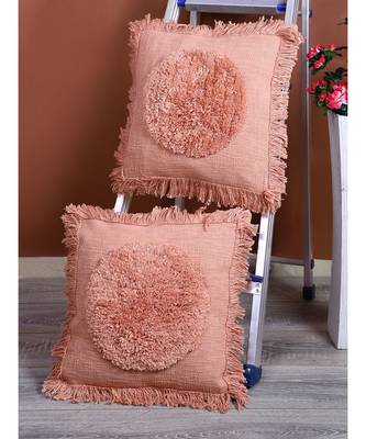 Eyda Peach Color Designer Cushion Cover Set of 2 1