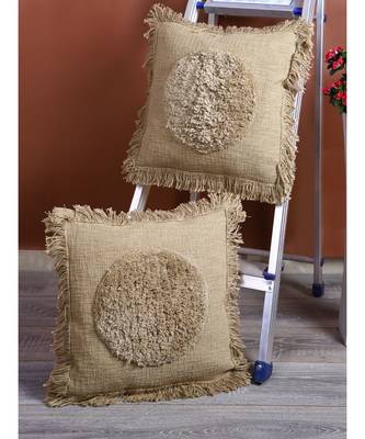 Eyda Khaki Color Designer Cushion Cover Set of 2 1