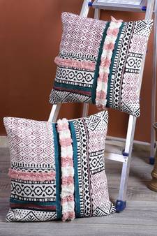Eyda Hand Block Printed Multi Color Cushion Cover Set of 2