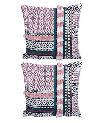 Eyda Hand Block Printed Multi Color Cushion Cover Set of 2 3