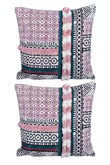 Eyda Hand Block Printed Multi Color Cushion Cover Set of 2