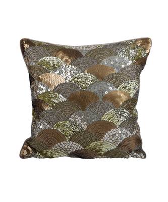 Eyda Gold Color Sequins Designer Cushion Cover Set of 2 2