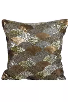Eyda Gold Color Sequins Designer Cushion Cover Set of 2