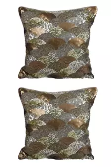 Eyda Gold Color Sequins Designer Cushion Cover Set of 2