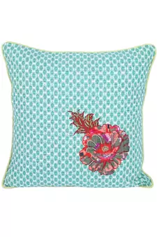 Eyda Corner Boota Green Color Designer Cushion Cover Set of 2