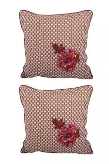 Eyda Corner Boota Choco Brown Color Designer Cushion Cover Set of 2