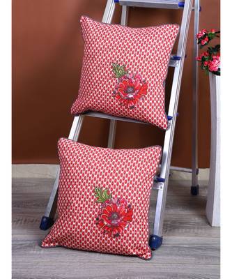 Eyda Corner Boota Pink Color Designer Cushion Cover Set of 2 1