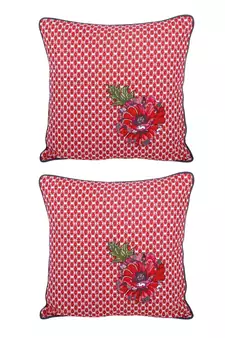 Eyda Corner Boota Pink Color Designer Cushion Cover Set of 2