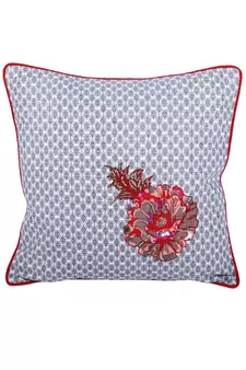 Eyda Corner Boota Grey Color Designer Cushion Cover Set of 2