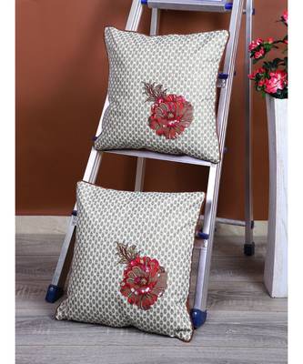 Eyda Corner Boota Light Green Color Designer Cushion Cover Set of 2 1