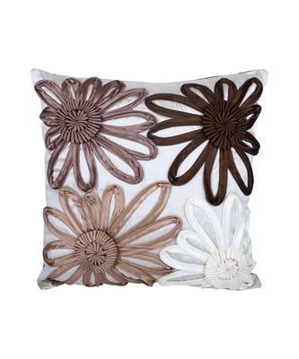 Eyda Satin Tape Ivory Color Designer Cushion Cover Set of 2 2