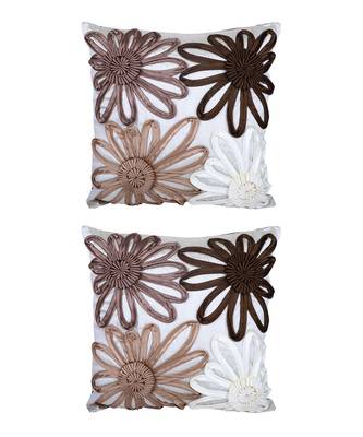 Eyda Satin Tape Ivory Color Designer Cushion Cover Set of 2 3
