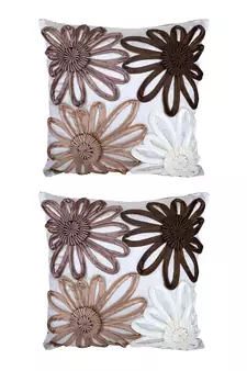 Eyda Satin Tape Ivory Color Designer Cushion Cover Set of 2