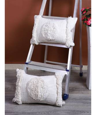 Eyda White Color Designer Cushion Cover Set of 2 1