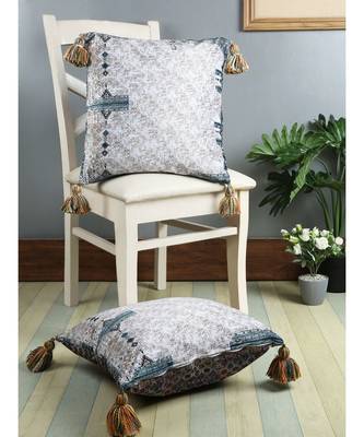 Eyda Digital Print Multi Color Velvet Reversible Cushion Cover Set of 2 1