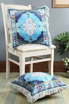 Eyda Digital Print Multi Color Velvet Reversible Cushion Cover Set of 2