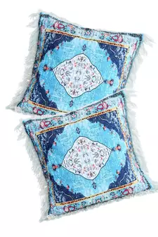 Eyda Digital Print Multi Color Velvet Reversible Cushion Cover Set of 2