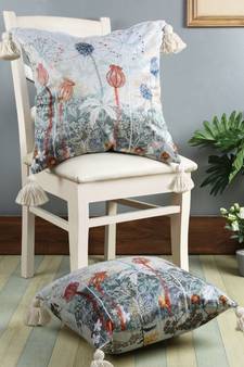 Eyda Digital Print Multi Color Velvet Reversible Cushion Cover Set of 2