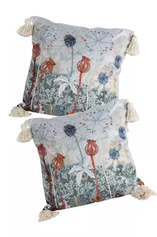 Eyda Digital Print Multi Color Velvet Reversible Cushion Cover Set of 2
