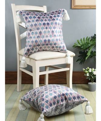 Eyda Digital Print Multi Color Velvet Reversible Cushion Cover Set of 2 1