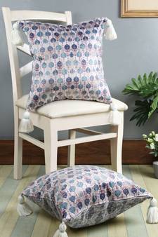 Eyda Digital Print Multi Color Velvet Reversible Cushion Cover Set of 2