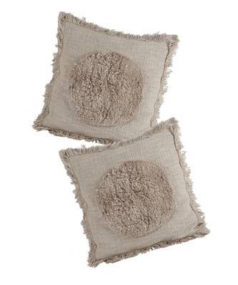 Eyda Premium Cotton Designer Light Brown Cushion Cover Set of 2 5