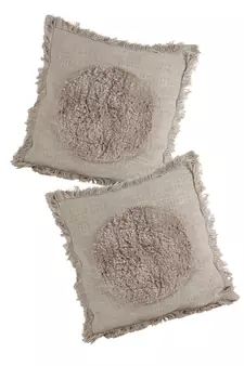 Eyda Premium Cotton Designer Light Brown Cushion Cover Set of 2