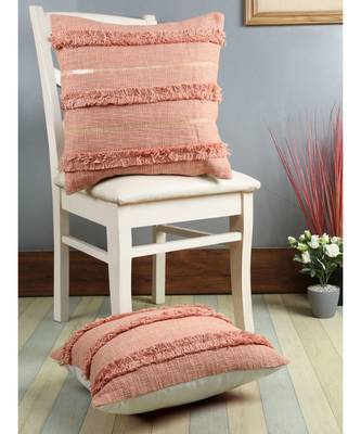 Eyda Premium Cotton Designer peach Color Cushion Cover Set of 2 1
