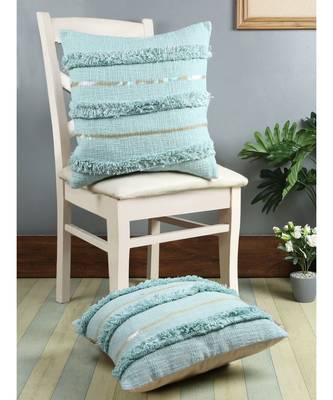 Eyda Premium Cotton Designer Turquoise Cushion Cover Set of 2 1