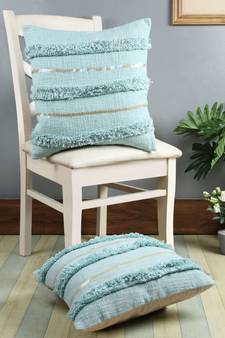 Eyda Premium Cotton Designer Turquoise Cushion Cover Set of 2