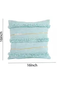 Eyda Premium Cotton Designer Turquoise Cushion Cover Set of 2