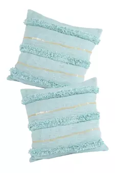 Eyda Premium Cotton Designer Turquoise Cushion Cover Set of 2