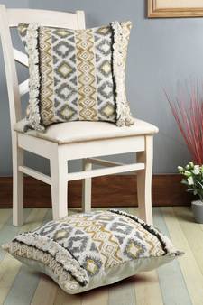 Eyda Premium Cotton Designer Beige Cushion Cover Set of 2