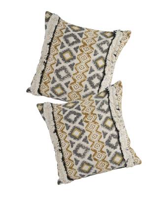 Eyda Premium Cotton Designer Beige Cushion Cover Set of 2 4