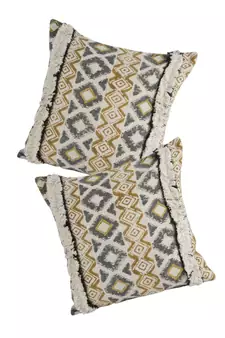 Eyda Premium Cotton Designer Beige Cushion Cover Set of 2