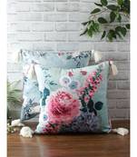 Eyda Digital Print Blue Color Velvet Reversible Cushion Cover Set of 2