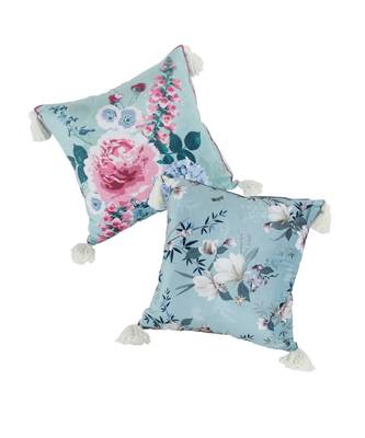 Eyda Digital Print Blue Color Velvet Reversible Cushion Cover Set of 2 2
