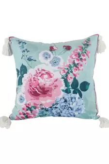 Eyda Digital Print Blue Color Velvet Reversible Cushion Cover Set of 2